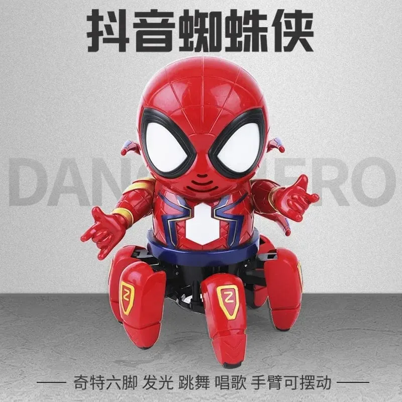 Marvel Spider-Man Tanzender Roboter mit Musiklicht, elektrisches Puppenspielzeug, Spiderman-Actionfiguren, lustige Geburtstagsgeschenke für Babys und Kinder