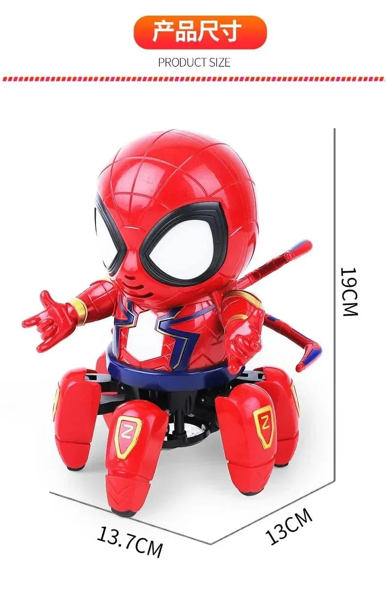 Marvel Spider-Man Tanzender Roboter mit Musiklicht, elektrisches Puppenspielzeug, Spiderman-Actionfiguren, lustige Geburtstagsgeschenke für Babys und Kinder