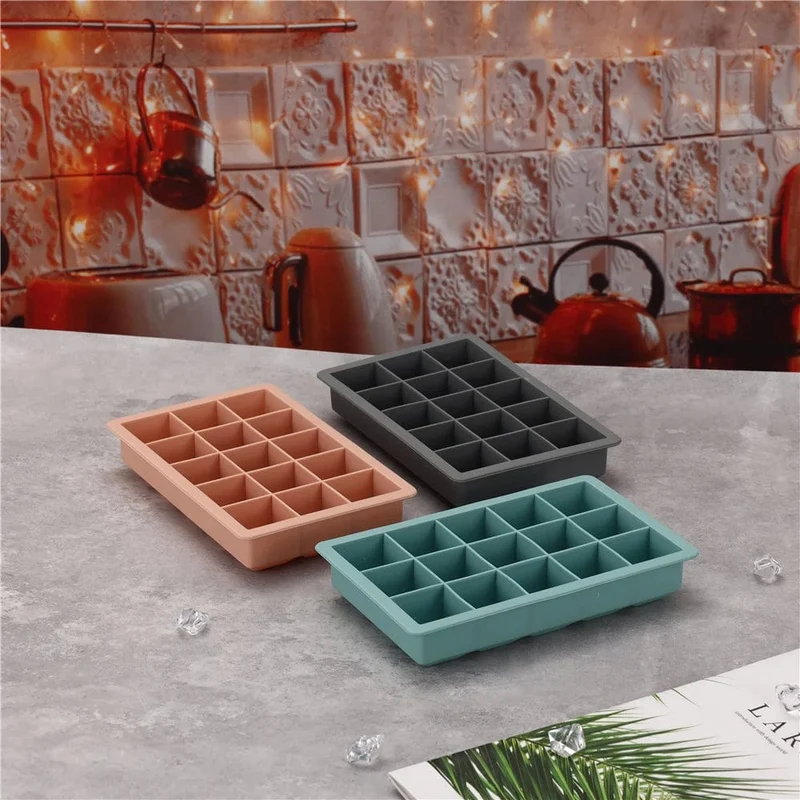 15 Gitter Silikon-Eiswürfelform Große quadratische Eiswürfelschale Form Eiswürfelbereiter Ungiftig Langlebig Bar Pub Wein Eisblöcke Maker