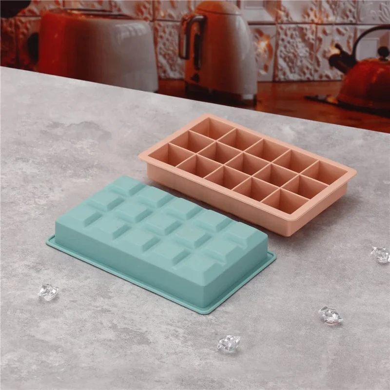15 Gitter Silikon-Eiswürfelform Große quadratische Eiswürfelschale Form Eiswürfelbereiter Ungiftig Langlebig Bar Pub Wein Eisblöcke Maker
