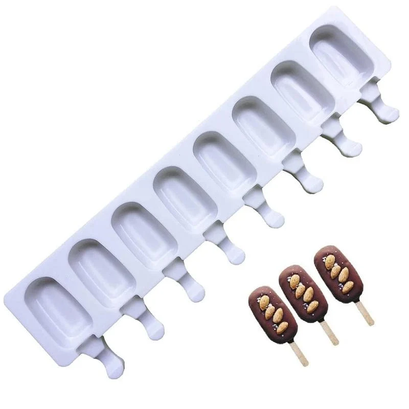 4 Zellen/8 Zellen Sommer Eis Silikonform DIY Eis am Stiel Maker Gefrierschrank Fruchtsaft Eis am Stiel Form Eiswürfelschale Kuchen Backform