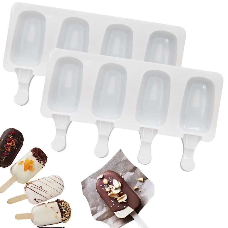 4 Zellen/8 Zellen Sommer Eis Silikonform DIY Eis am Stiel Maker Gefrierschrank Fruchtsaft Eis am Stiel Form Eiswürfelschale Kuchen Backform