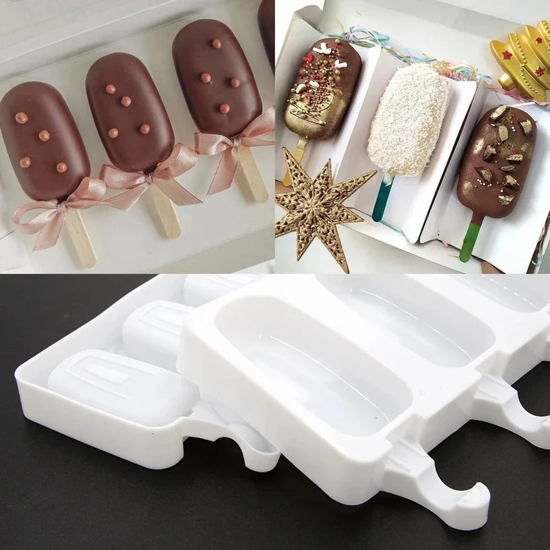 4 Zellen/8 Zellen Sommer Eis Silikonform DIY Eis am Stiel Maker Gefrierschrank Fruchtsaft Eis am Stiel Form Eiswürfelschale Kuchen Backform
