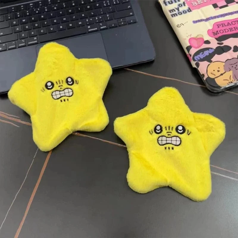 Wütende, sich bewegende, springende Sterne, Plüschtier, süße gelbe fünfeckige Herz-Ausdruckssterne, weiches Kawaii-Spielzeug, Geschenk für Kinder und Erwachsene