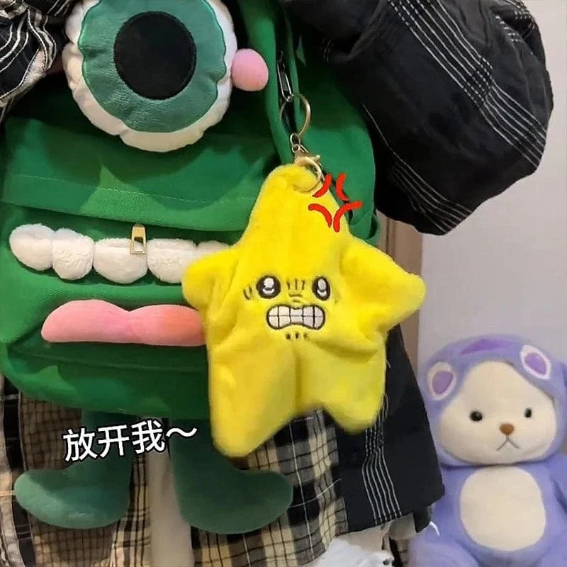 Wütende, sich bewegende, springende Sterne, Plüschtier, süße gelbe fünfeckige Herz-Ausdruckssterne, weiches Kawaii-Spielzeug, Geschenk für Kinder und Erwachsene