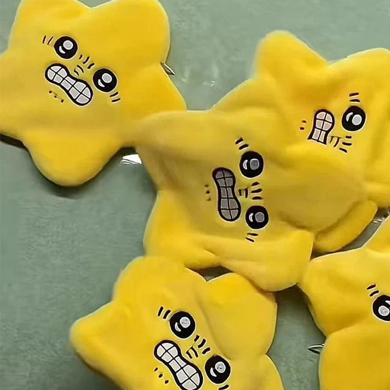 Wütende, sich bewegende, springende Sterne, Plüschtier, süße gelbe fünfeckige Herz-Ausdruckssterne, weiches Kawaii-Spielzeug, Geschenk für Kinder und Erwachsene