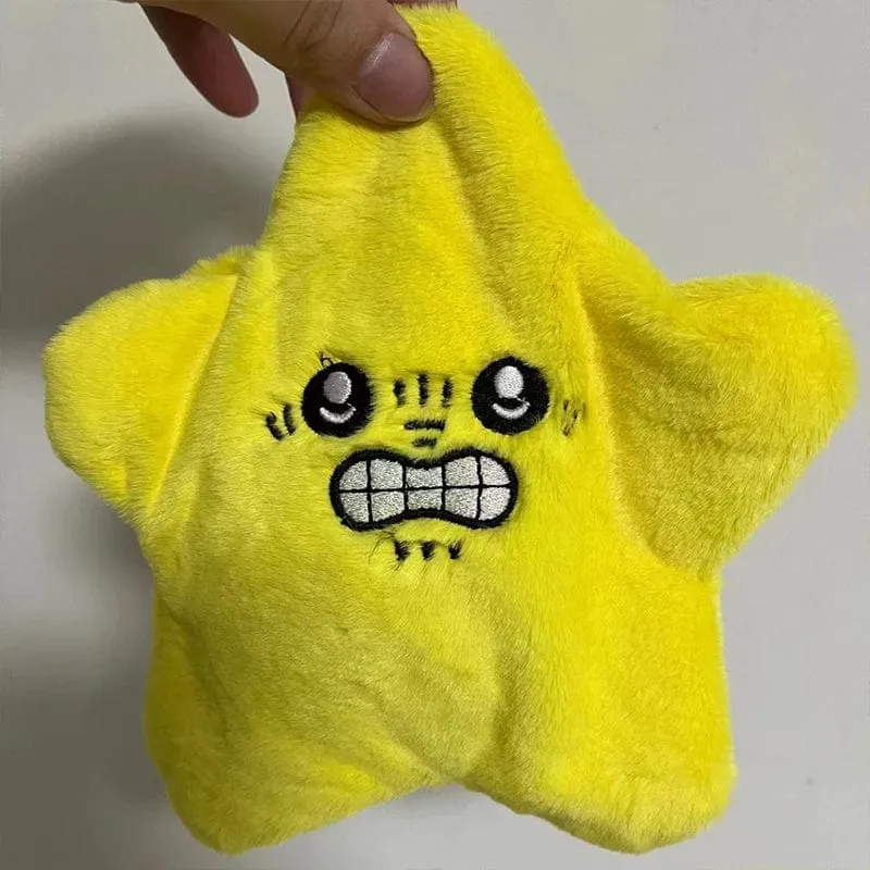 Wütende, sich bewegende, springende Sterne, Plüschtier, süße gelbe fünfeckige Herz-Ausdruckssterne, weiches Kawaii-Spielzeug, Geschenk für Kinder und Erwachsene