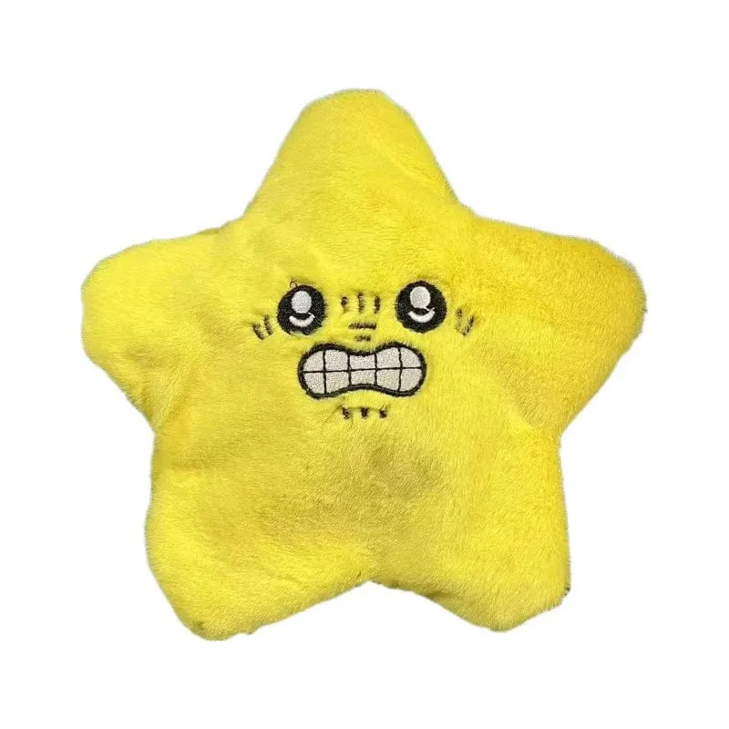 Wütende, sich bewegende, springende Sterne, Plüschtier, süße gelbe fünfeckige Herz-Ausdruckssterne, weiches Kawaii-Spielzeug, Geschenk für Kinder und Erwachsene