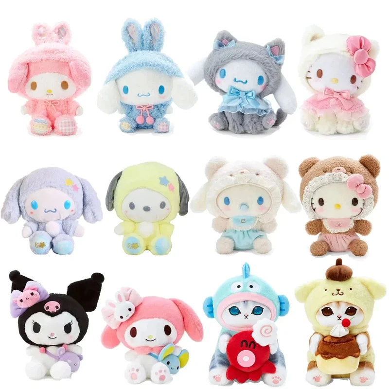 Sanrio Plüschtiere Kawaii Hello Kitty My Melody Zimmerdekor Kuromi Plüschtier Cinnamoroll Puppe Plüsch-Schlüsselanhänger für Weihnachtsgeschenke