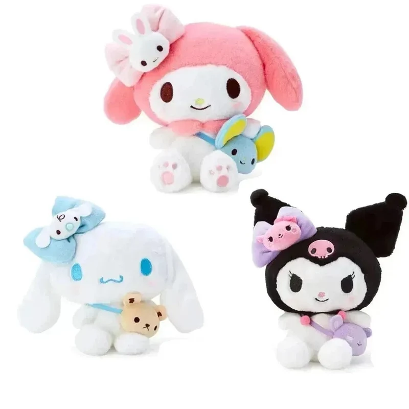 Sanrio Plüschtiere Kawaii Hello Kitty My Melody Zimmerdekor Kuromi Plüschtier Cinnamoroll Puppe Plüsch-Schlüsselanhänger für Weihnachtsgeschenke