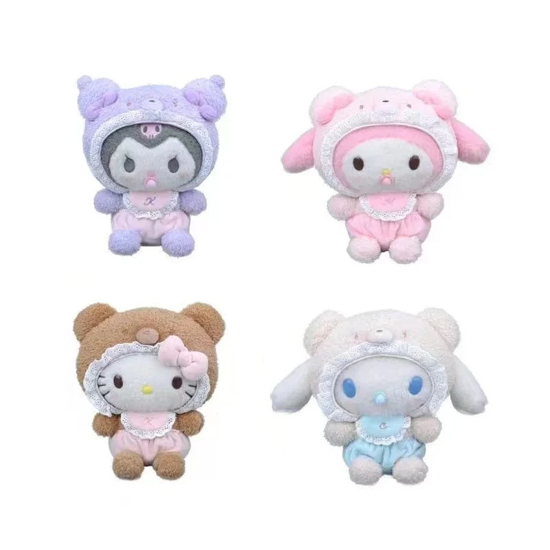 Sanrio Plüschtiere Kawaii Hello Kitty My Melody Zimmerdekor Kuromi Plüschtier Cinnamoroll Puppe Plüsch-Schlüsselanhänger für Weihnachtsgeschenke
