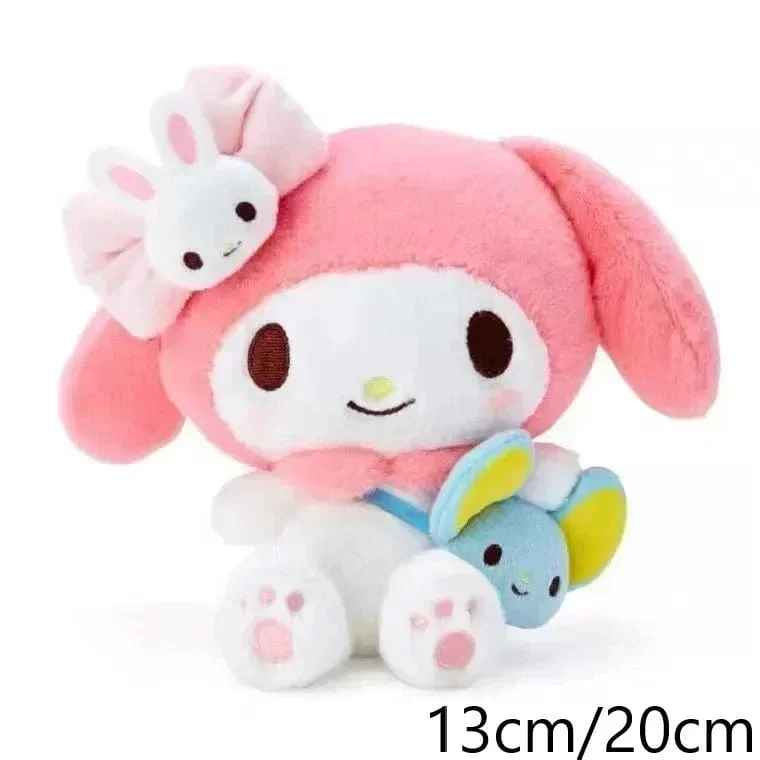 Sanrio Plüschtiere Kawaii Hello Kitty My Melody Zimmerdekor Kuromi Plüschtier Cinnamoroll Puppe Plüsch-Schlüsselanhänger für Weihnachtsgeschenke