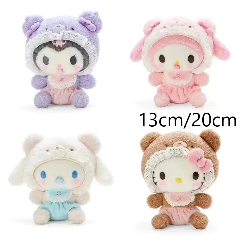 Sanrio Plüschtiere Kawaii Hello Kitty My Melody Zimmerdekor Kuromi Plüschtier Cinnamoroll Puppe Plüsch-Schlüsselanhänger für Weihnachtsgeschenke