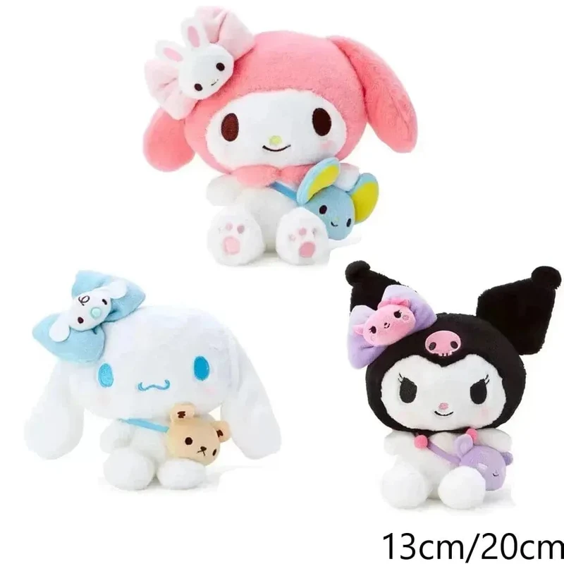 Sanrio Plüschtiere Kawaii Hello Kitty My Melody Zimmerdekor Kuromi Plüschtier Cinnamoroll Puppe Plüsch-Schlüsselanhänger für Weihnachtsgeschenke