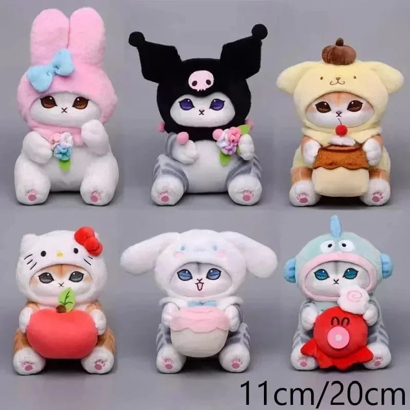 Sanrio Plüschtiere Kawaii Hello Kitty My Melody Zimmerdekor Kuromi Plüschtier Cinnamoroll Puppe Plüsch-Schlüsselanhänger für Weihnachtsgeschenke