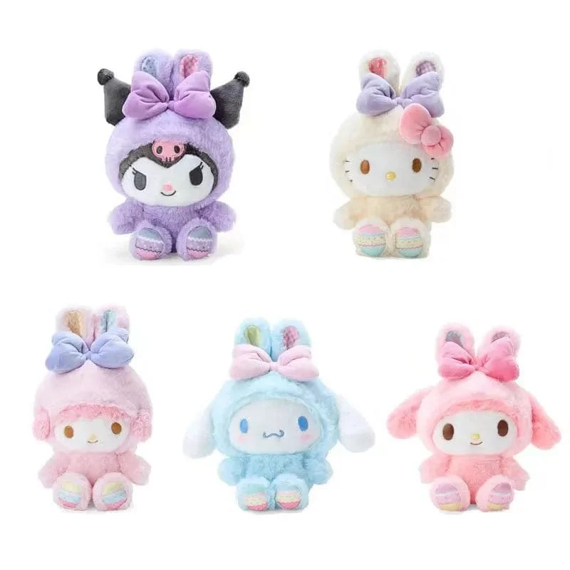 Sanrio Plüschtiere Kawaii Hello Kitty My Melody Zimmerdekor Kuromi Plüschtier Cinnamoroll Puppe Plüsch-Schlüsselanhänger für Weihnachtsgeschenke