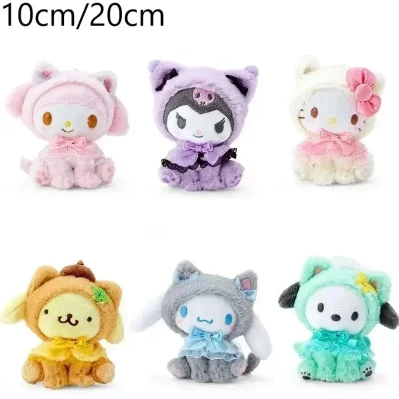 Sanrio Plüschtiere Kawaii Hello Kitty My Melody Zimmerdekor Kuromi Plüschtier Cinnamoroll Puppe Plüsch-Schlüsselanhänger für Weihnachtsgeschenke