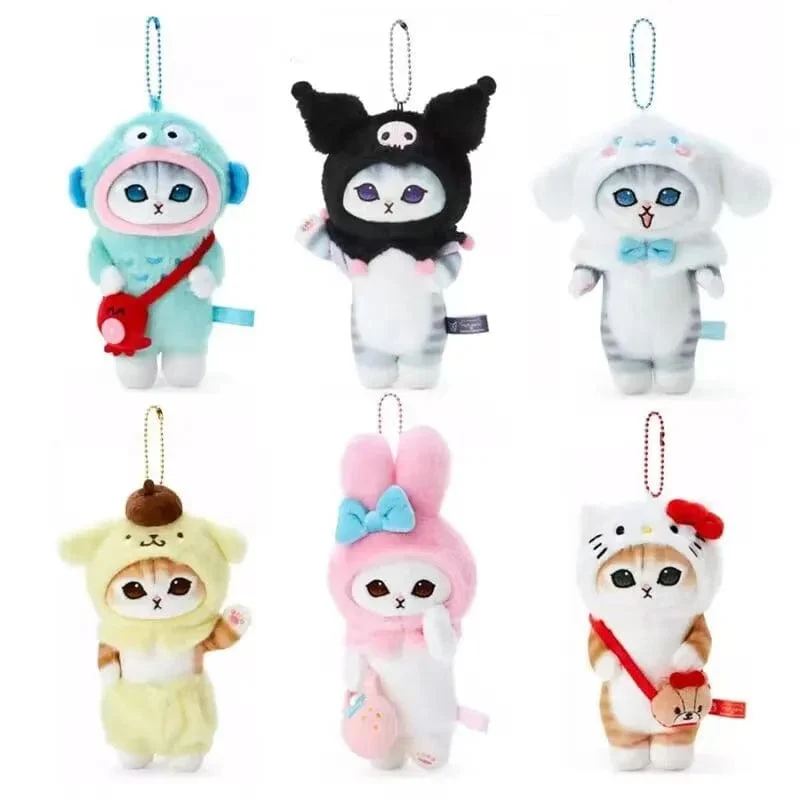 Sanrio Plüschtiere Kawaii Hello Kitty My Melody Zimmerdekor Kuromi Plüschtier Cinnamoroll Puppe Plüsch-Schlüsselanhänger für Weihnachtsgeschenke