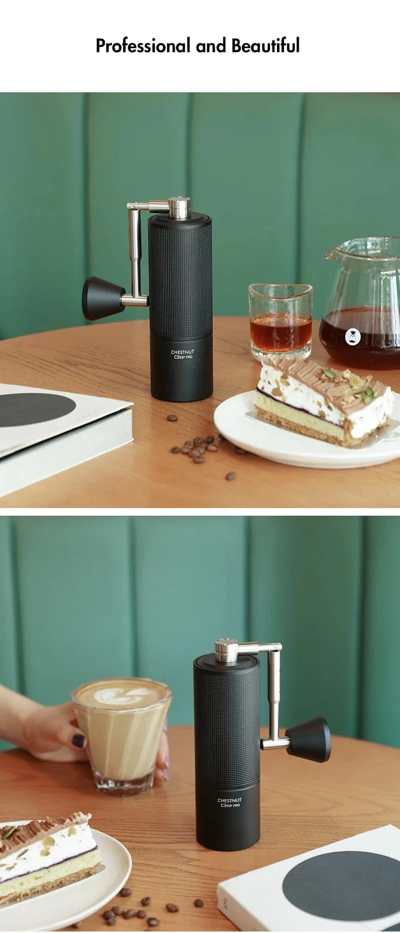 TIMEMORE Chestnut C3 ESP PRO C3S PRO Manuelle Kaffeemühle Upgrade Ganzmetallgehäuse & S2C-Mahlwerk Anti-Rutsch-Design Handkaffeemühle