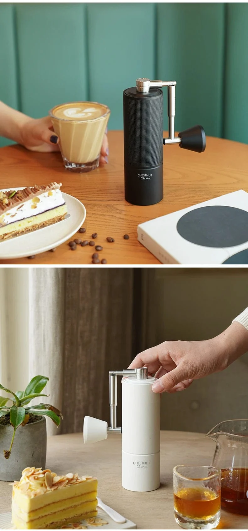 TIMEMORE Chestnut C3 ESP PRO C3S PRO Manuelle Kaffeemühle Upgrade Ganzmetallgehäuse & S2C-Mahlwerk Anti-Rutsch-Design Handkaffeemühle