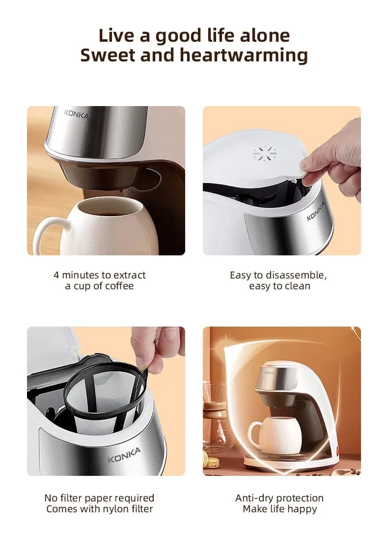 Mini Elektrische Filterkaffeemaschine Amerikanische Filterkaffeemaschine Ein-Knopf-Bedienung Kaffeemaschine Kaffee-Tools