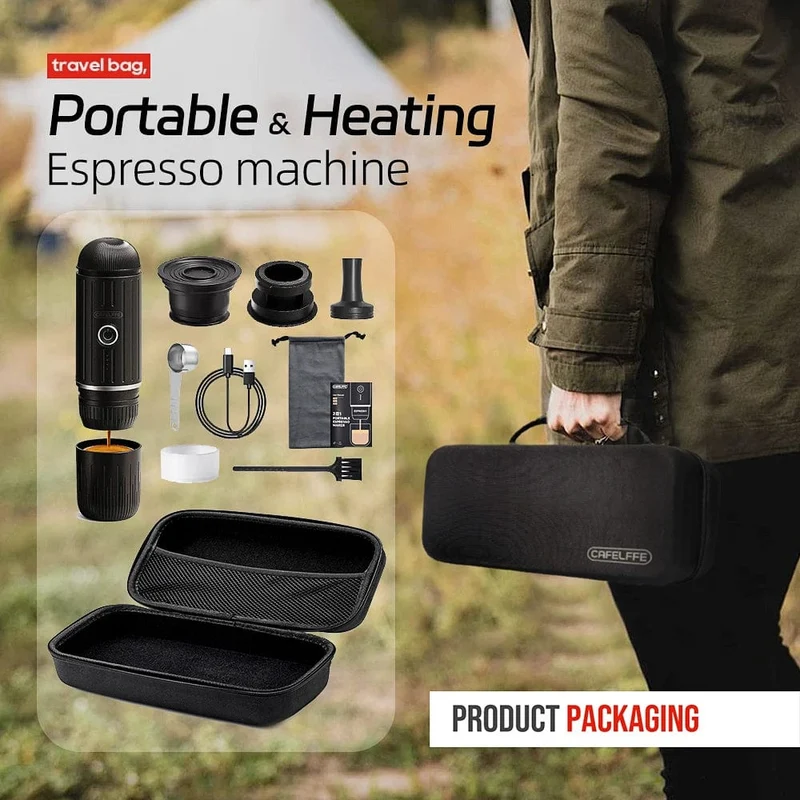 Cafelffe Outdoor-Kombination, kabellose elektrische tragbare Espressomaschine, Kaffeegeschenk, Camping, Wandern, Reisetasche, Cafetera