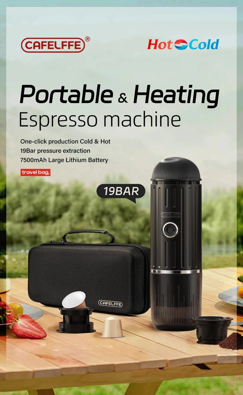Cafelffe Outdoor-Kombination, kabellose elektrische tragbare Espressomaschine, Kaffeegeschenk, Camping, Wandern, Reisetasche, Cafetera