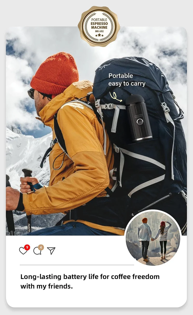 Cafelffe Outdoor-Kombination, kabellose elektrische tragbare Espressomaschine, Kaffeegeschenk, Camping, Wandern, Reisetasche, Cafetera