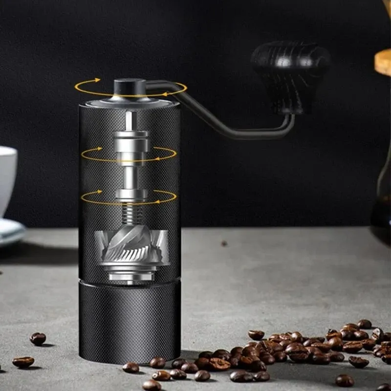 Manuelle Kaffeemühle CNC Edelstahl Professionelle Doppel Lager Einstellbare Hand Grat Kaffee Bean Mahlen