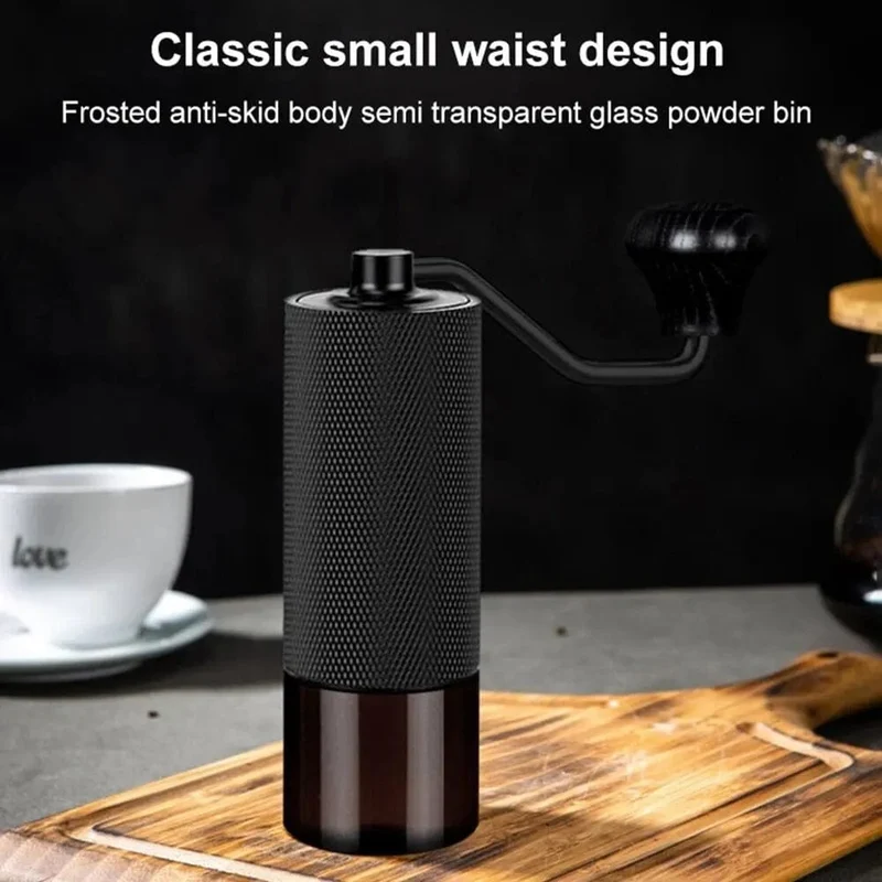 Manuelle Kaffeemühle CNC Edelstahl Professionelle Doppel Lager Einstellbare Hand Grat Kaffee Bean Mahlen