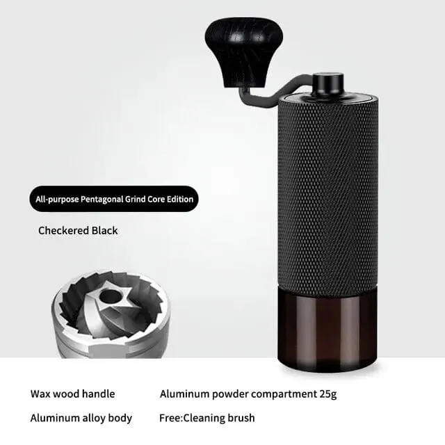 Manuelle Kaffeemühle CNC Edelstahl Professionelle Doppel Lager Einstellbare Hand Grat Kaffee Bean Mahlen