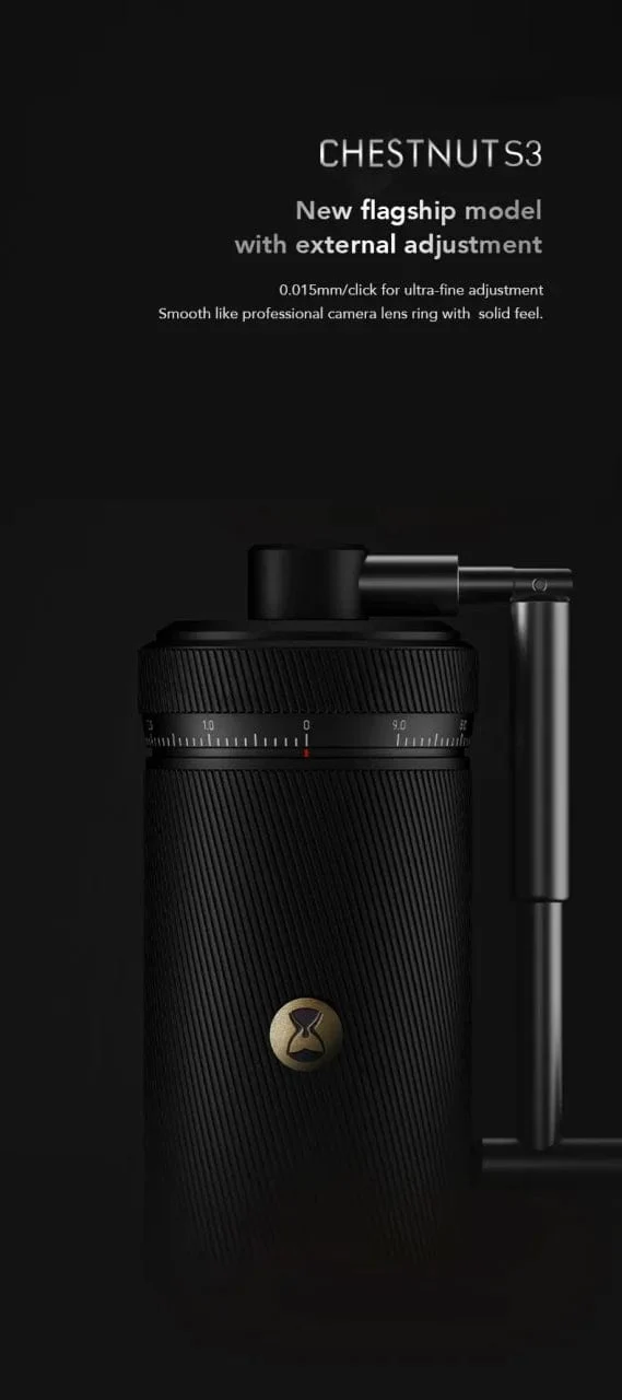 TIMEMORE Chestnut S3 Manuelle Kaffeemühle, Espressomühle aus Edelstahl mit konischem Mahlwerk für Camping und Reisen