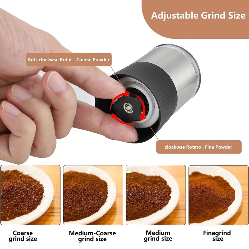 Mini-Kaffeemühle, manuell, tragbare Mühle, Pfeffermühle, Keramikkern, abnehmbar und waschbar, für italienische Kaffeemaschine im Freien