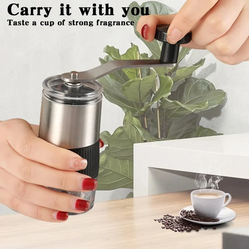 Mini-Kaffeemühle, manuell, tragbare Mühle, Pfeffermühle, Keramikkern, abnehmbar und waschbar, für italienische Kaffeemaschine im Freien