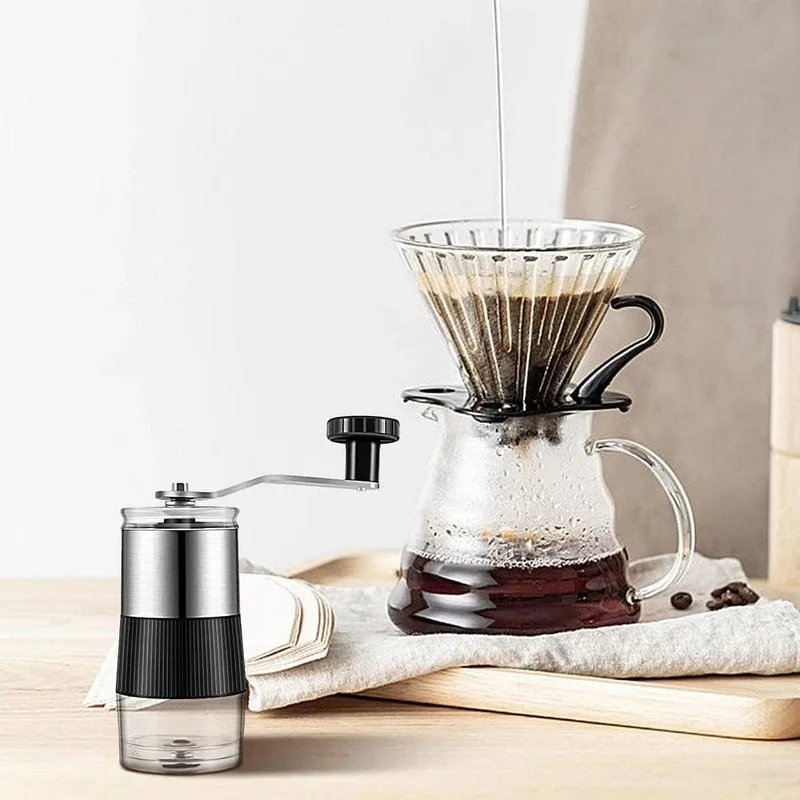 Mini-Kaffeemühle, manuell, tragbare Mühle, Pfeffermühle, Keramikkern, abnehmbar und waschbar, für italienische Kaffeemaschine im Freien