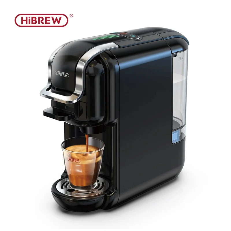 HiBREW Mehrfachkapsel-Kaffeemaschine, Heiß-/Kalt-Dolce-Gusto-Milch, Nespresso-Kapsel, ESE-Pad, gemahlener Kaffee, Cafeteria, 19 Bar, 5 in 1
