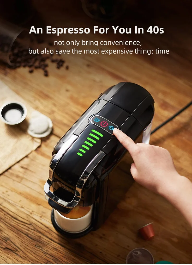 HiBREW Mehrfachkapsel-Kaffeemaschine, Heiß-/Kalt-Dolce-Gusto-Milch, Nespresso-Kapsel, ESE-Pad, gemahlener Kaffee, Cafeteria, 19 Bar, 5 in 1