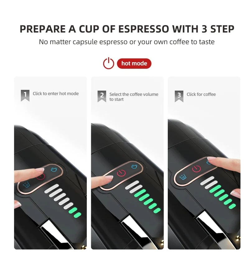 HiBREW Mehrfachkapsel-Kaffeemaschine, Heiß-/Kalt-Dolce-Gusto-Milch, Nespresso-Kapsel, ESE-Pad, gemahlener Kaffee, Cafeteria, 19 Bar, 5 in 1