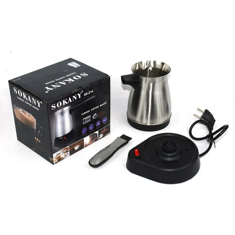 Tragbare Kaffeemaschine, elektrisch, türkisch, griechisch, Kaffeemaschine aus Edelstahl, Moka-Kanne, Kaffeemaschine