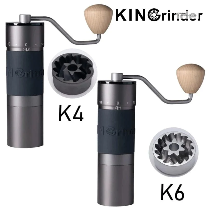 Kingrinder K4/K6 manuelle Kaffeemühle tragbare Mühle 420 Edelstahl 48 mm Edelstahl Titan-Beschichtung Grat