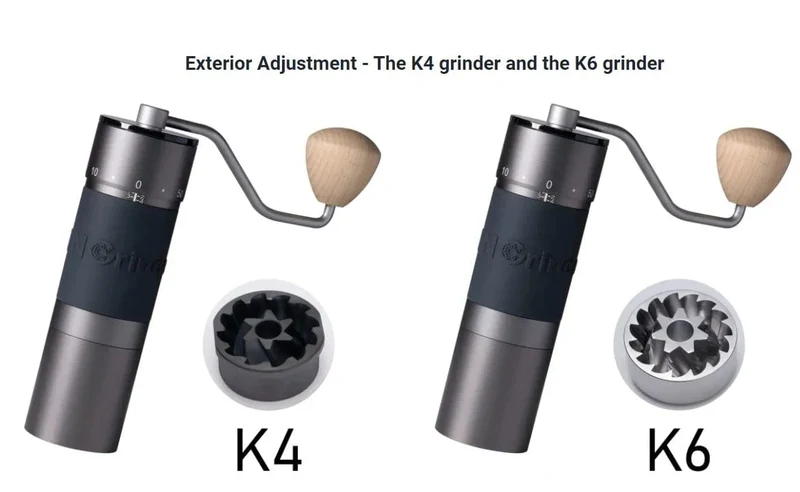 Kingrinder K4/K6 manuelle Kaffeemühle tragbare Mühle 420 Edelstahl 48 mm Edelstahl Titan-Beschichtung Grat