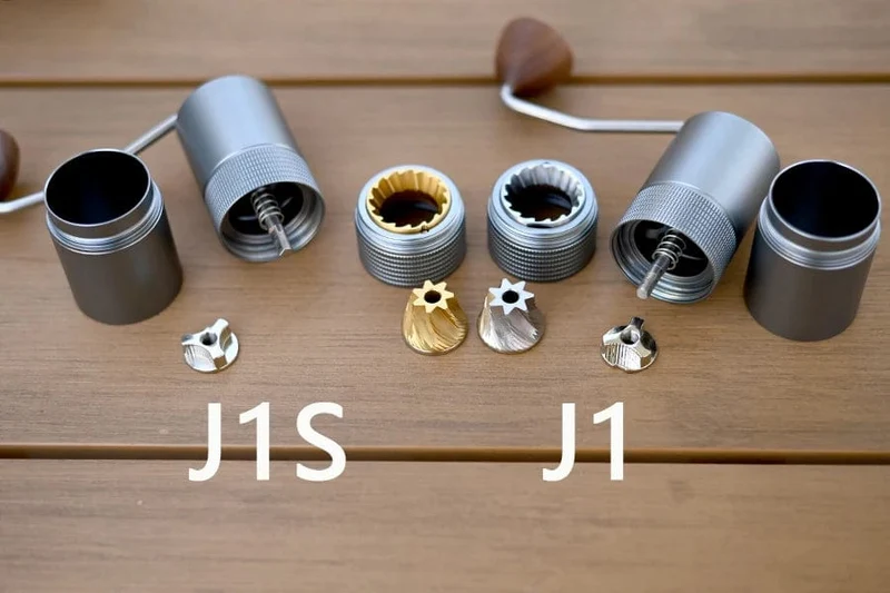 JAFFEE J0/J1 manuelle Kaffeemühle mit 38 mm 5-Kern/7-Kern-Mahlwerk, 3 Lager, tragbare Kaffeemühle, einstellbare Espressomühle