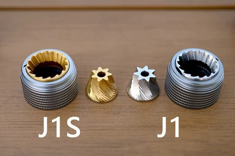 JAFFEE J0/J1 manuelle Kaffeemühle mit 38 mm 5-Kern/7-Kern-Mahlwerk, 3 Lager, tragbare Kaffeemühle, einstellbare Espressomühle