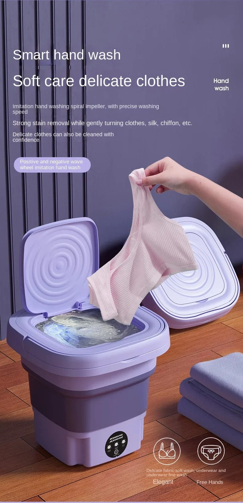 8L tragbare kleine faltbare Waschmaschine mit Schleuder für Socken, Unterwäsche, Höschen, Waschmaschine, Haushalts-Mini-Waschmaschine