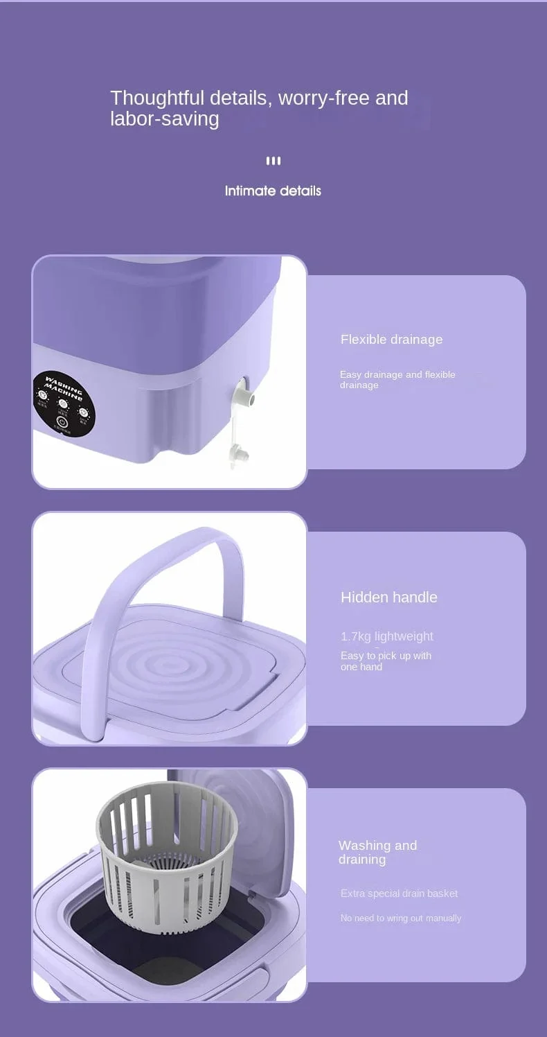 8L tragbare kleine faltbare Waschmaschine mit Schleuder für Socken, Unterwäsche, Höschen, Waschmaschine, Haushalts-Mini-Waschmaschine