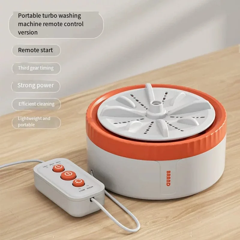 Mini-Waschmaschine, tragbarer USB-Dreh-Turbo-Obst-Ultraschall-Geschirrspüler für Kleidung, Heimküche, Reise-Fernbedienung