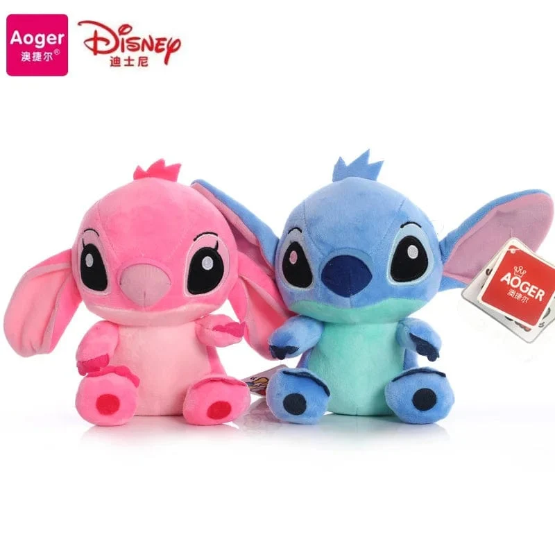 DISNEY Lilo & Stitch Plüschtiere Rosa Lilo Blau Stitch Gefüllte Plüschpuppen Anhänger Spielzeug Modelle Süßes Junge Mädchen Geburtstagsgeschenk