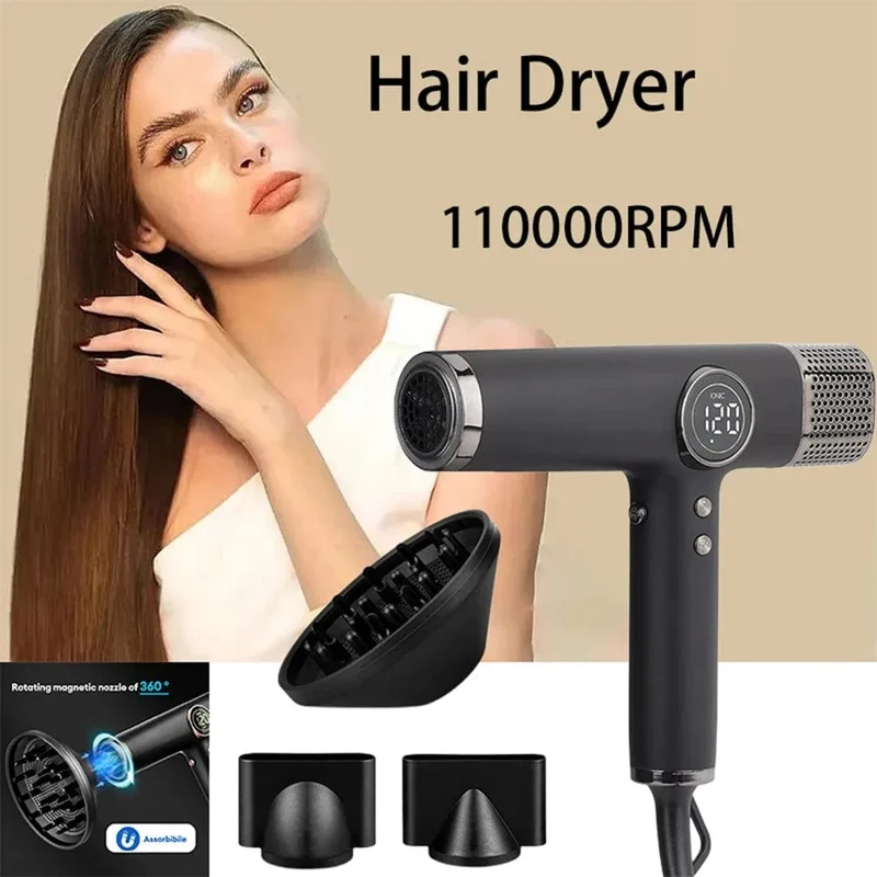 110000 U/min Professioneller Haartrockner, bürstenloser Haartrockner mit negativen Ionen, superstarker Wind, geräuscharmer Salon, 1600 W elektrisches Gebläse