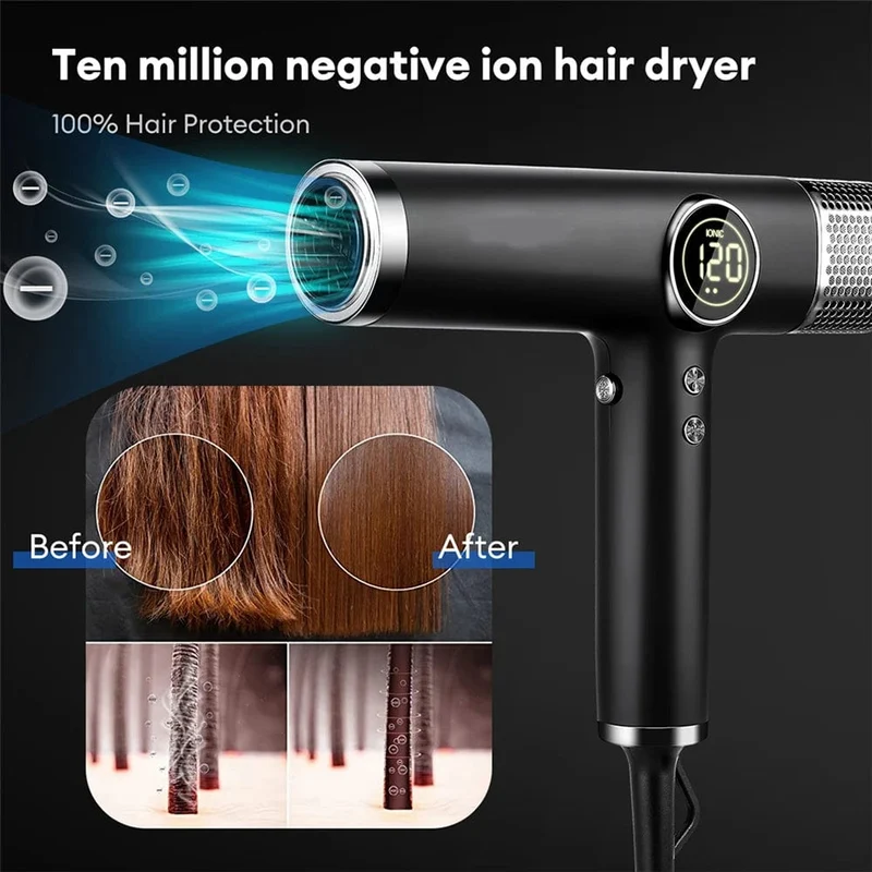 110000 U/min Professioneller Haartrockner, bürstenloser Haartrockner mit negativen Ionen, superstarker Wind, geräuscharmer Salon, 1600 W elektrisches Gebläse