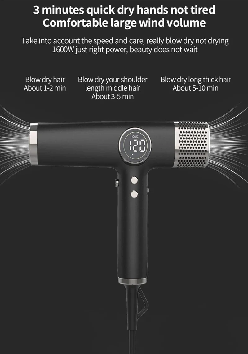 110000 U/min Professioneller Haartrockner, bürstenloser Haartrockner mit negativen Ionen, superstarker Wind, geräuscharmer Salon, 1600 W elektrisches Gebläse